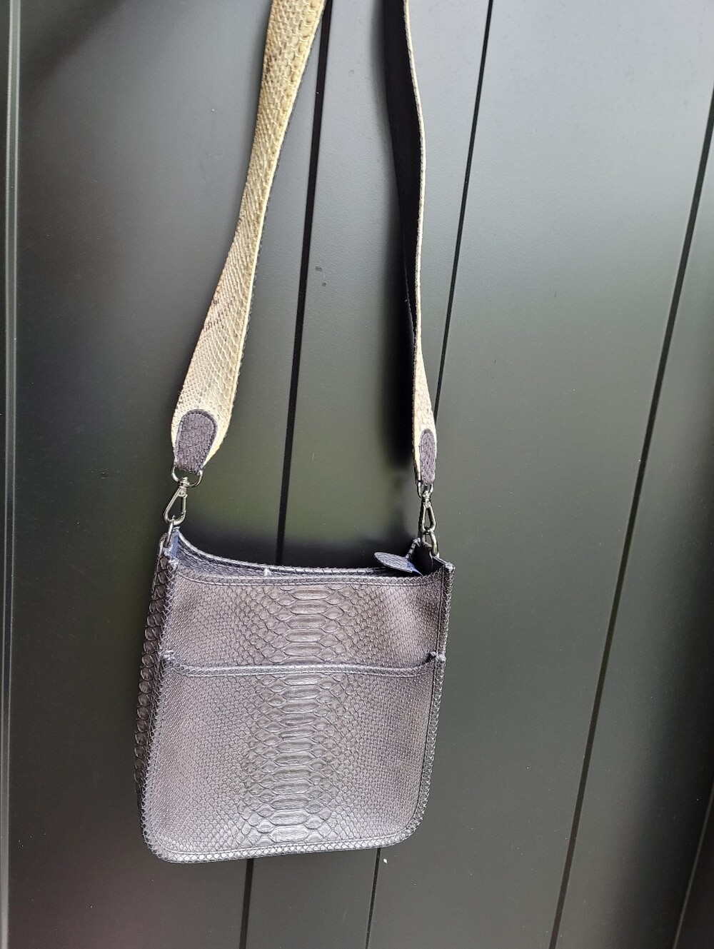 J. Markell Small Asher Navy Natural Python Bag with extra strap Pre-owned